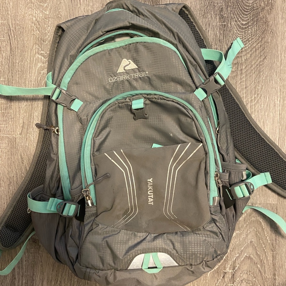 Ozark Trail Yakutat Charcoal and Mint Backpack